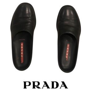 Prada Black Slip-On Leather Shoes